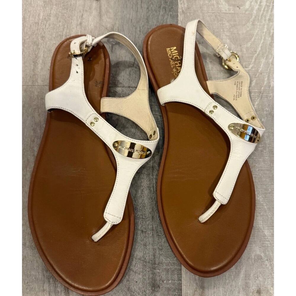 Michael Kors Thong Slingback Sandals Womens Size 11M White Leather Slip On